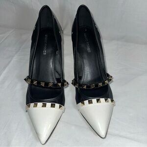 Marc Fisher Black and White Studded Heels